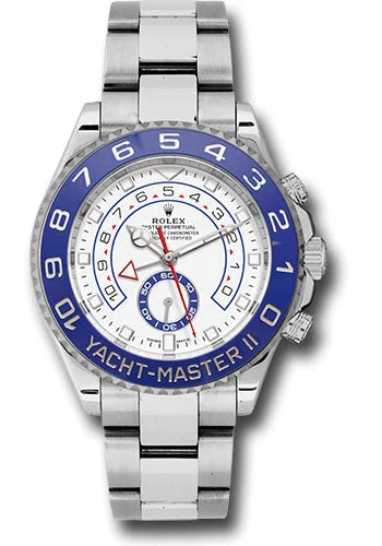 Watches with Braided Straps for a Handmade TouchRolex Steel Yacht-Master II 44 Watch - Matt White Dial - 116680