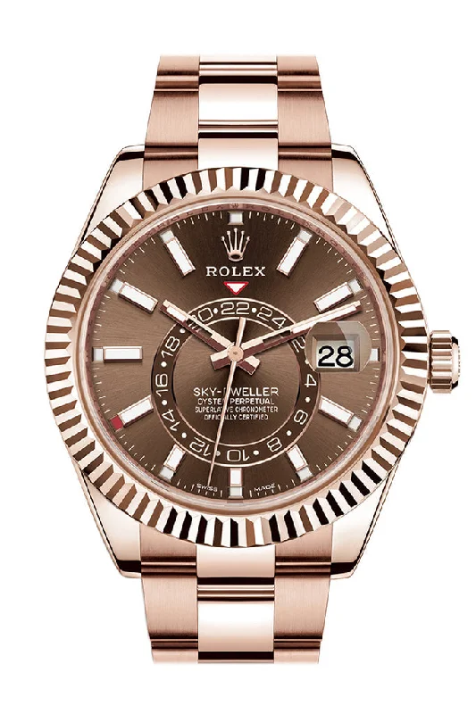 Women’s Watches with Swarovski CrystalsRolex Sky-Dweller 42 Chocolate Dial 18K Rose Gold Men's Watch 326935