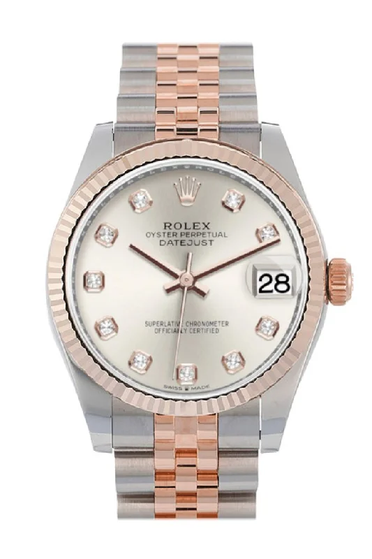 Retro-Inspired Quartz Watches for Retro LoversRolex Datejust 31 Silver Diamond Dial Fluted Bezel 18K Everose Gold Two Tone Jubilee Watch 278271