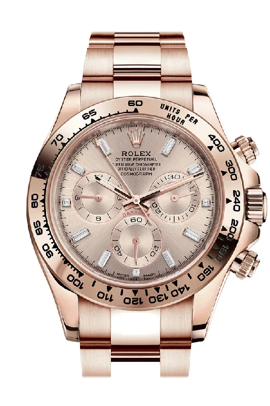 Watches with Rose Gold Plated Cases for a Feminine TouchRolex Cosmograph Daytona Rose Gold Sundust Diamond set Dial Bracelet 116505