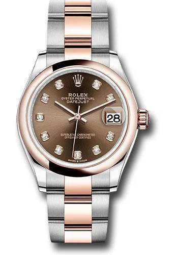 Dressy Watches for Evening EventsRolex Steel and Everose Gold Datejust 31 Watch - Domed Bezel - White Roman Dial - Oyster Bracelet - 278241 chodo