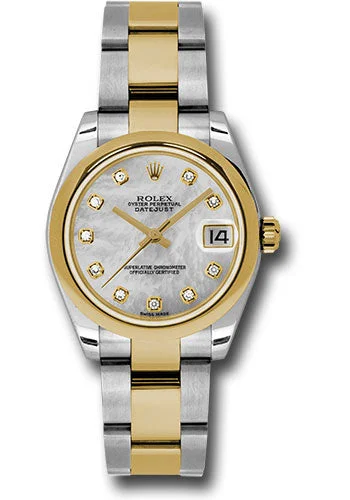 Watches with Engraved Dials for PersonalizationRolex Steel and Yellow Gold Datejust 31 Watch - Domed Bezel - Mother-Of-Pearl Diamond Dial - Oyster Bracelet 178243 mdo