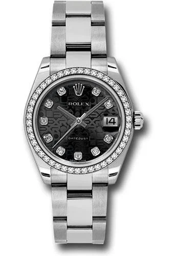 Diamond-Encrusted Luxury Watches for Special OccasionsRolex Steel and White Gold Datejust 31 Watch - 46 Diamond Bezel - Black Jubilee Diamond Dial - Oyster Bracelet - 178384 bkjdo