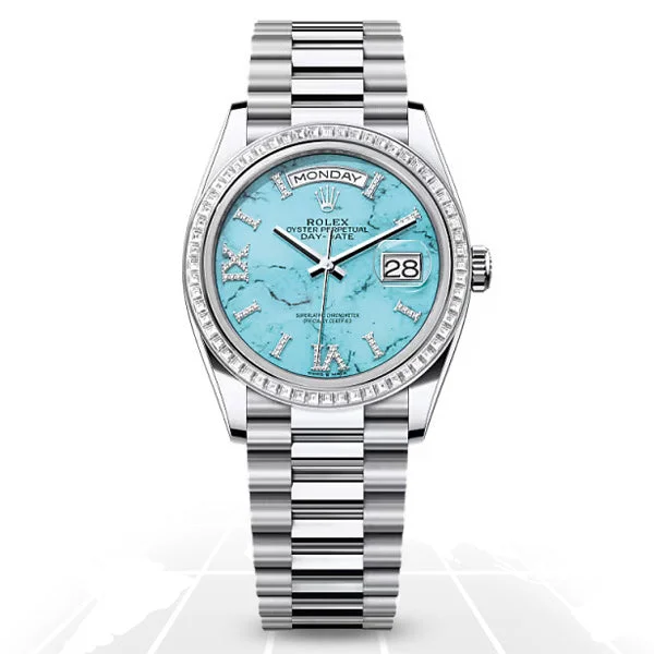 Stainless Steel Bracelet Watches for DurabilityRolex	Day-Date 36 "Turquoise"	128396TBR