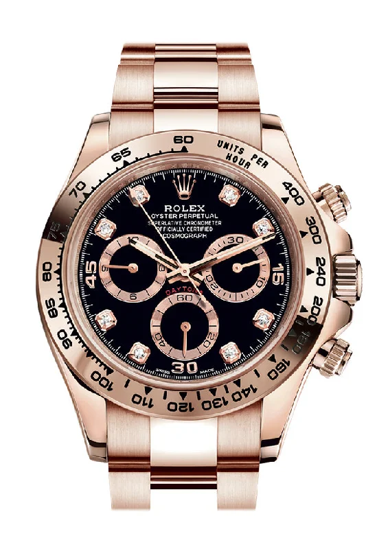 Women’s Dress Watches with Elegant StrapsRolex Cosmograph Daytona Rose Gold Black diamond set Dial Bracelet 116505