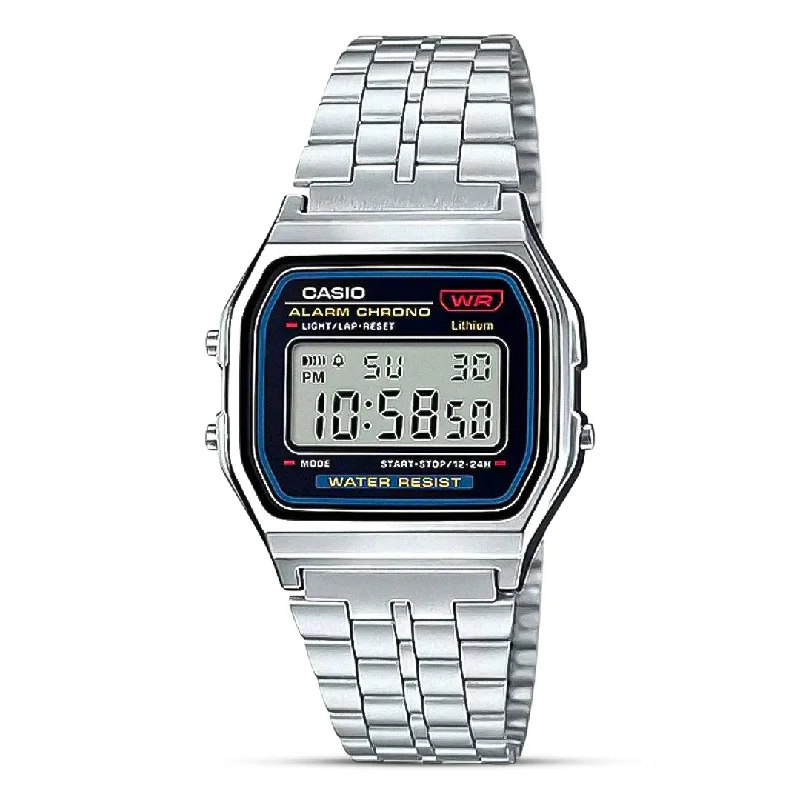 Watches with Baton-Style Hands for a Classic LookCasio Vintage Digital Black Dial Men's Watch | A159WA-N1DF