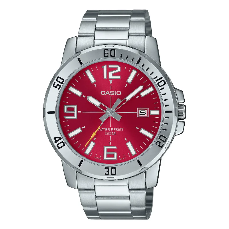 Watches with Sword-Style Hands for a Distinctive LookCasio Enticer Red Dial Men's Watch | MTP-VD01D-4BVUDF