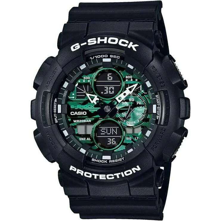 Stainless Steel Bracelet Watches for DurabilityCASIO G-SHOCK BLACK AND GREEN SERIES ANALOG DIGITAL MEN WATCH GA-140MG-1AJF