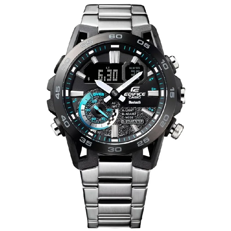 Watches with Silicone Straps for a Soft FeelCasio Edifice Sospensione Black Dial Stainless Steel Watch| ECB-40DB-1ADF