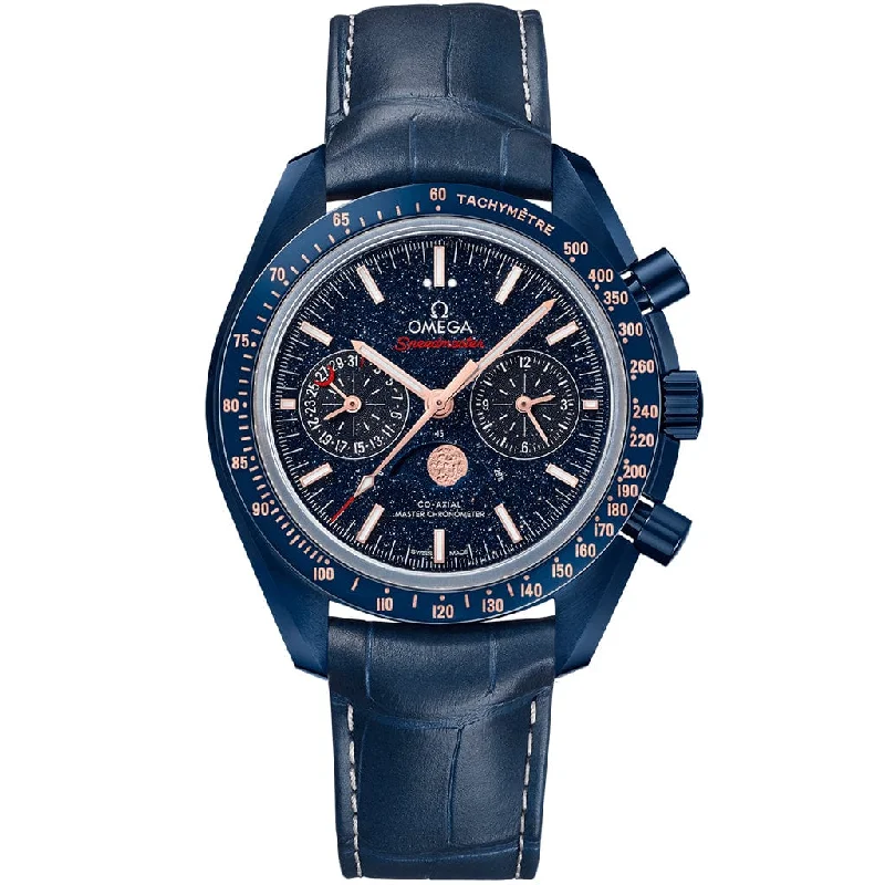 Men’s Dress Watches with Slim ProfilesSpeedmaster Moonphase Co‑Axial Master Chronometer Moonphase Chronograph 44.25 MM Blue Side Of The Moon 304.93.44.52.03.002