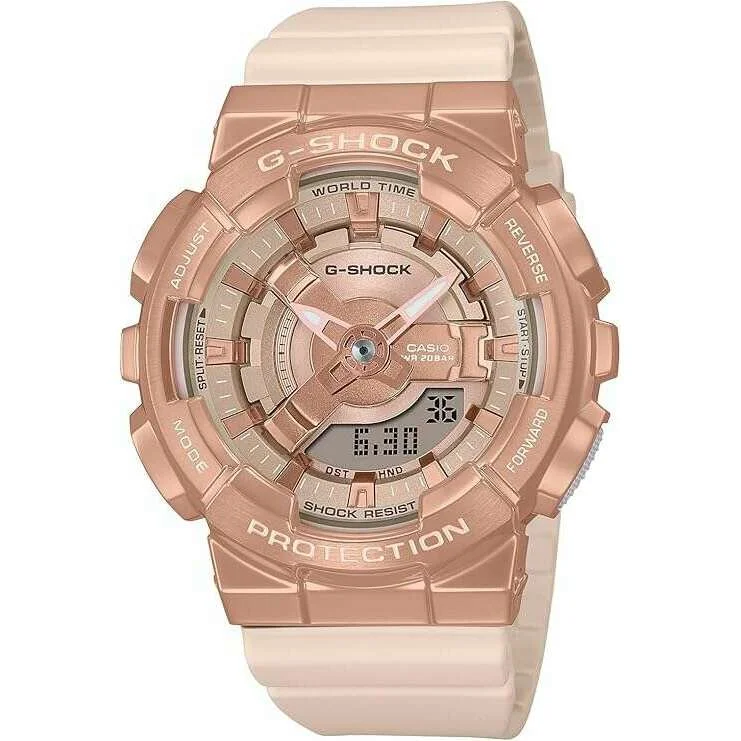 Hybrid Smartwatches with Traditional Watch AestheticsCASIO G-SHOCK MID-SIZE MODEL METAL COVERED PINK BEIGE & GOLD LADIES WATCH GM-S110PG-4AJF