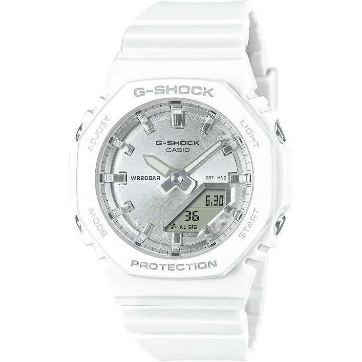 Watches with Two-Tone Cases for a Stylish AppearanceCASIO G-SHOCK ANALOG DIGITAL WHITE & SILVER LADIES WATCH GMA-P2100VA-7AJF