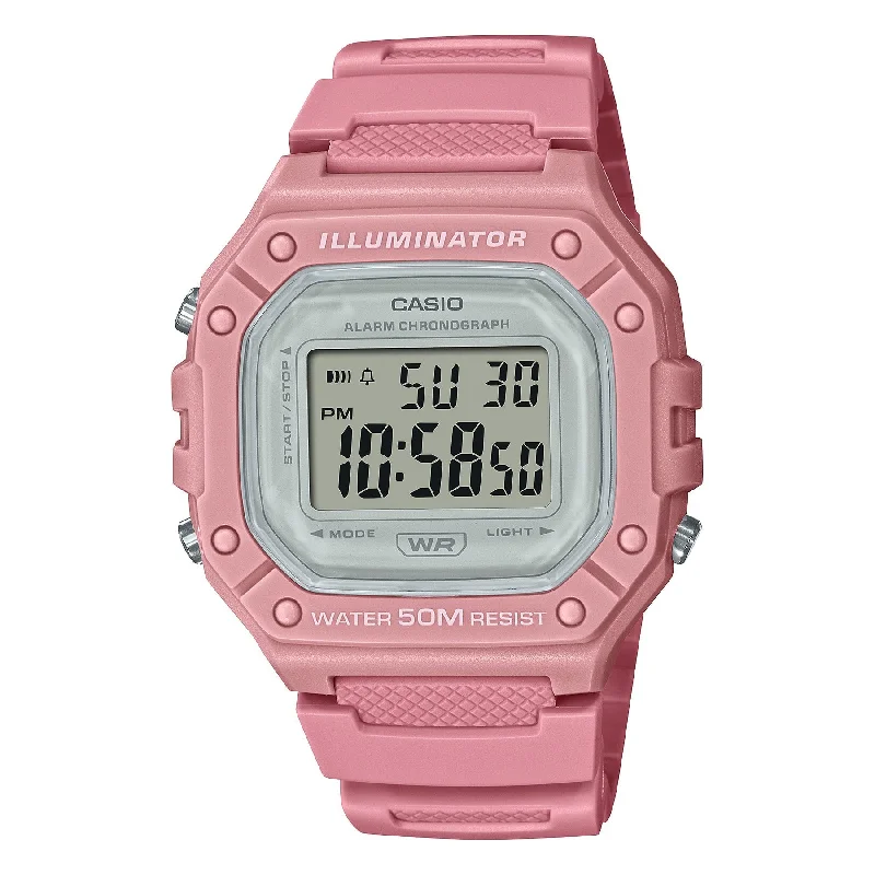 Watches with Heart Rate and Blood Pressure MonitorCasio Digital Pink Resin Band Watch W218HC-4A