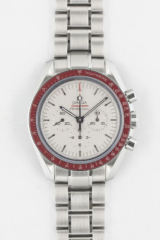 Watches with Glossy Finish Cases for a Shiny AppealOMEGA Speedmaster Tokyo 2020 Rising Sun Watch