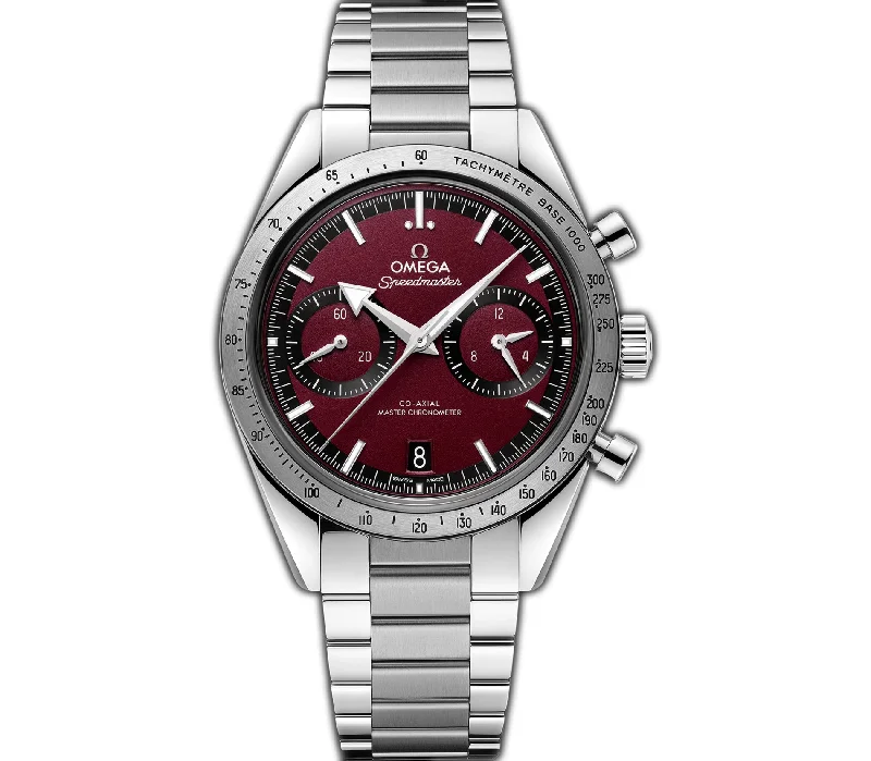 Watches with Baton-Style Hands for a Classic Look41mm '57 Red Dial Stainless Steel Bracelet