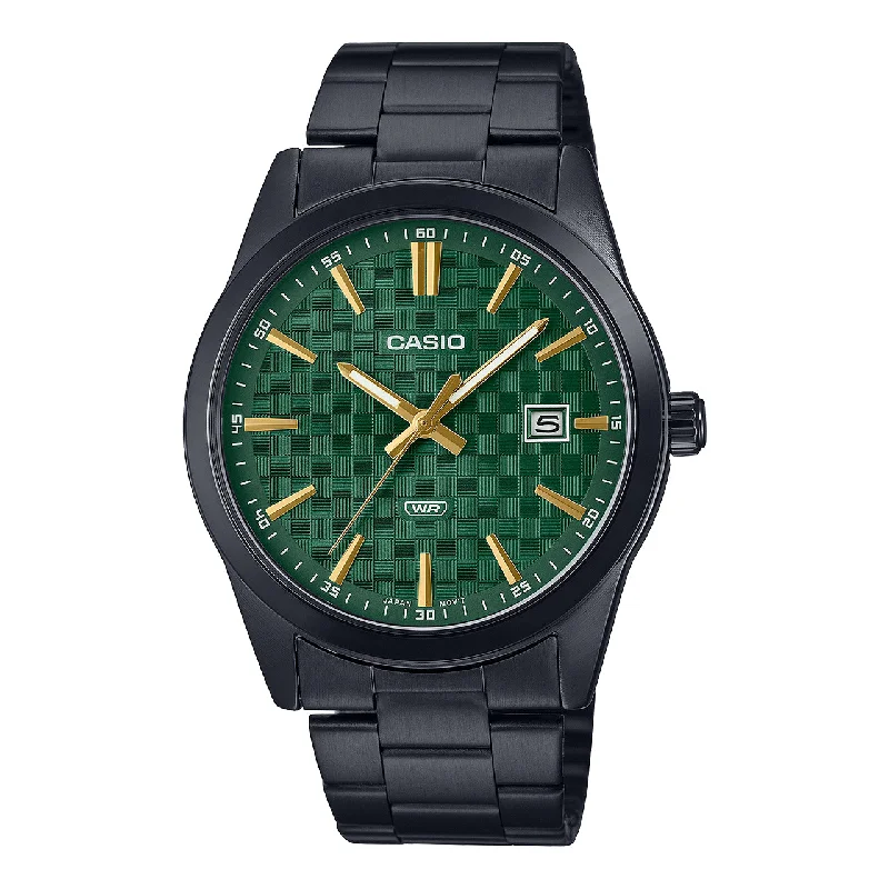 Watches with Matte Finish Cases for a Sophisticated LookCasio Enticer Analog Green Chess Dial Men's Watch | MTP-VD03B-3AUDF