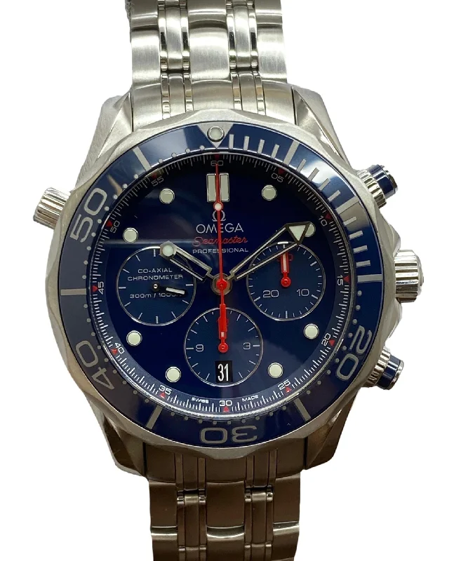 Traveler’s Watches with World Time FunctionOmega Seamaster Diver 300M Chronograph 44mm 212.30.44.50.03.001 Blue Dial Automatic Men's Watch