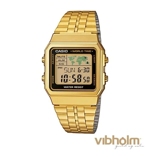 Watches with Embossed Dials for a Textured LookCasio - Classic ur - Guldfarvet stål/resin A500WEGA-1EF