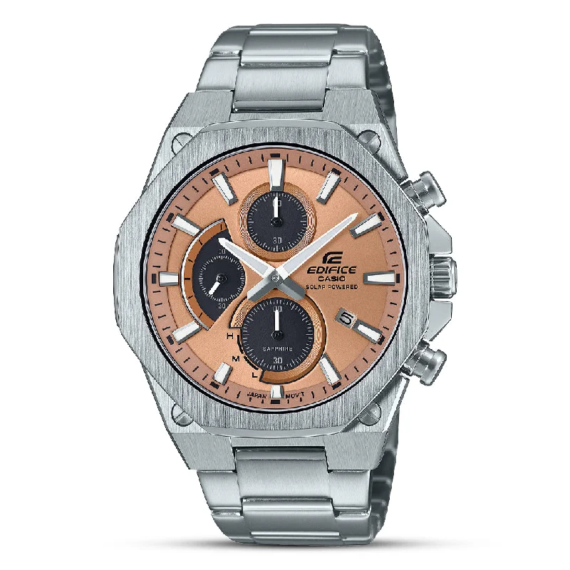 Watches with Rose Gold Plated Cases for a Feminine TouchCASIO EDIFICE Chronograph Light Orange Dial Men's Watch | EFS-S570D-5AUDF