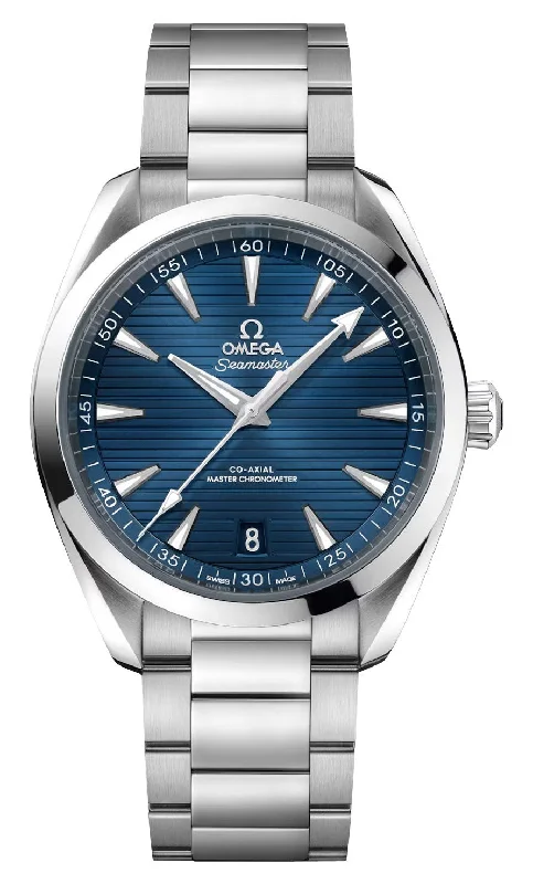 Designer Brand Watches with Unique Dial PatternsOmega Seamaster Aqua Terra Automatic Chronometer Stainless Steel Blue Dial Date Mens Watch 220.10.41.21.03.004