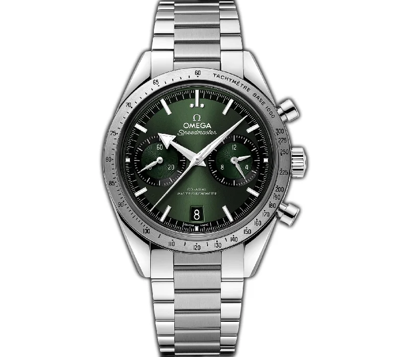 Minimalist Analog Watches for Everyday Wear41mm '57 Green Dial Stainless Steel Bracelet