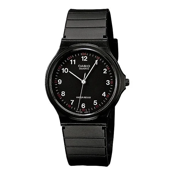 Watches with Embossed Dials for a Textured LookCasio Analogue Black Dial Resin Strap Unisex Watch| MQ-24-1BLDF