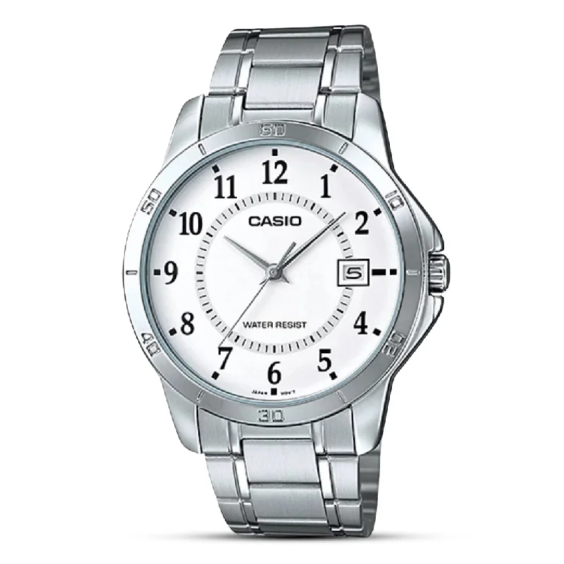 Watches with Matte Finish Cases for a Sophisticated LookCasio Analog Date White Dial Men's Watch | MTP-V004D-7BUDF