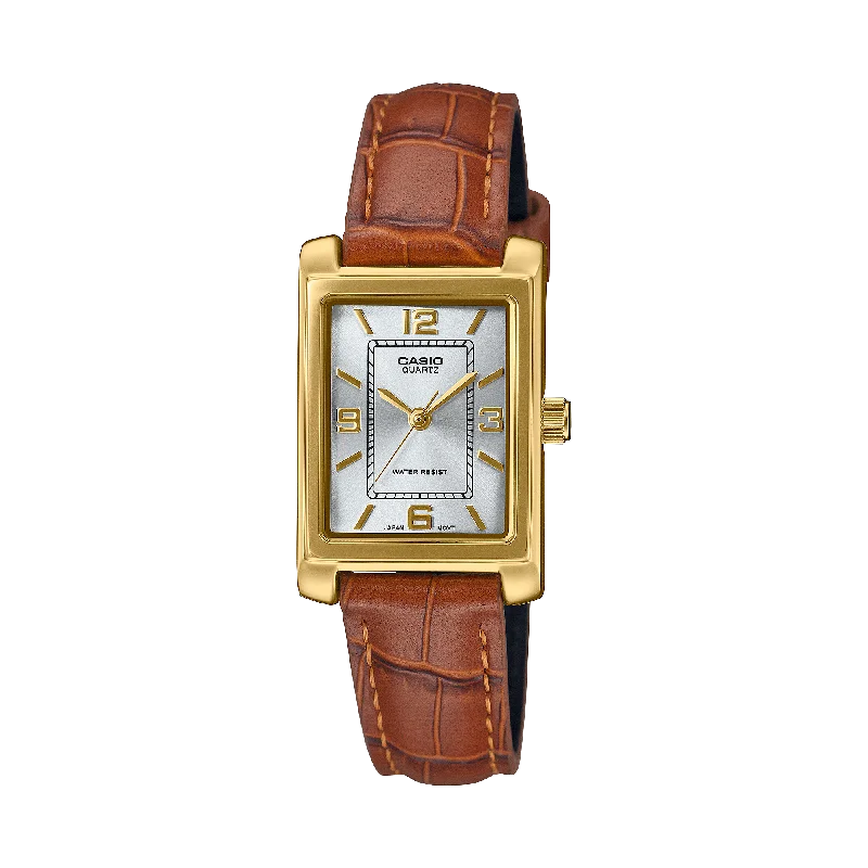 Retro-Inspired Quartz Watches for Retro LoversCasio Standard Ana Tunneau Brown Leather Strap Watch LTP1234GLL-7A