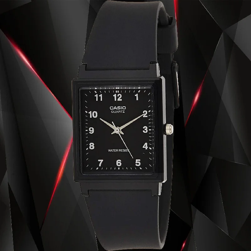 Military Style Watches with Luminescent HandsCasio Rectangle Analogue Black Dial Resin Strap Unisex Watch| MQ-27-1BDF