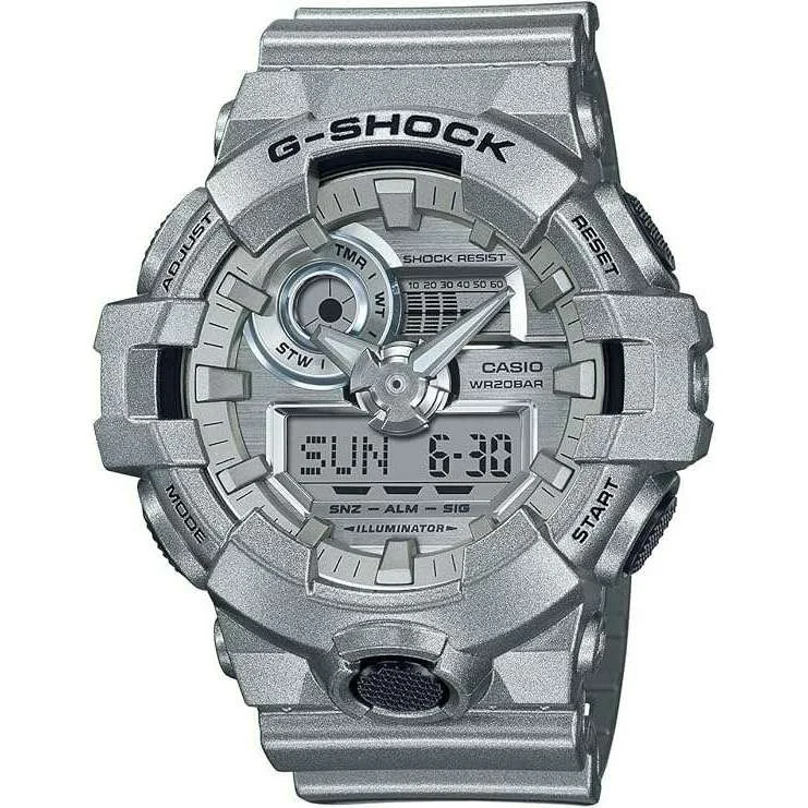 Alloy Cased Watches for Affordable QualityCASIO G-SHOCK FORGOTTEN FUTURE SERIES ANALOG DIGITAL SILVER MEN WATCH GA-700FF-8AJF