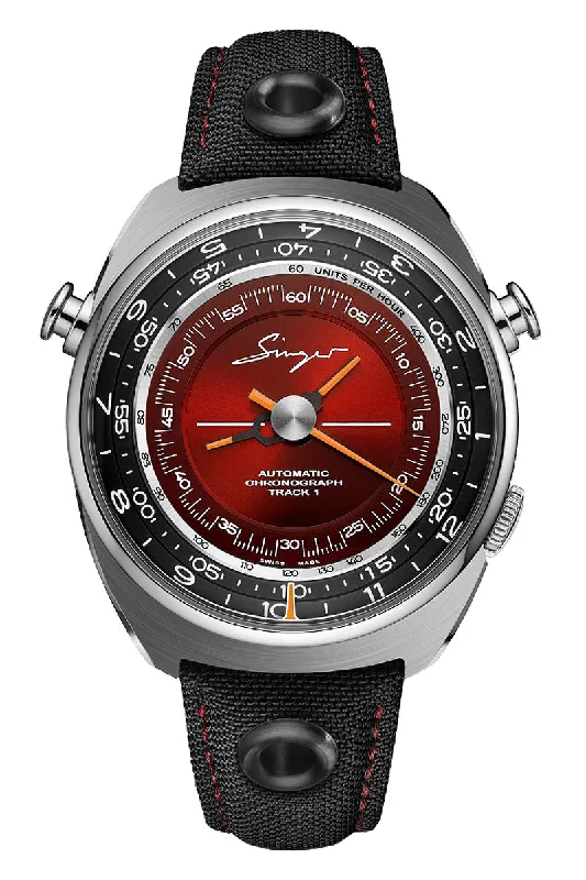 Watches with Multiple Time Zone DisplaysSinger Reimagined Track1  Flamboyant Red Edition SR007