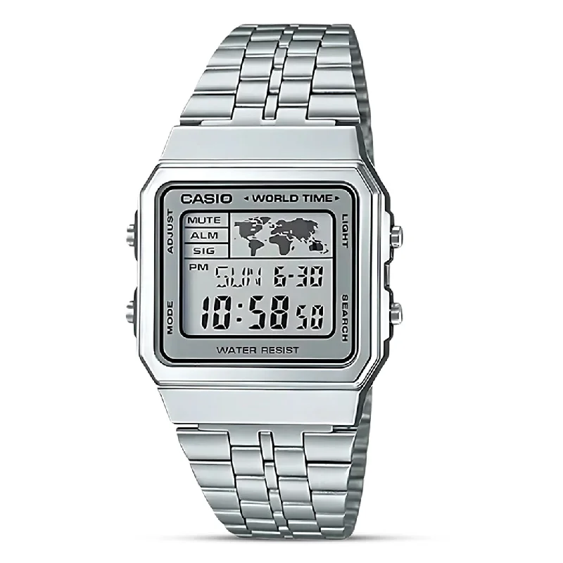 Watches with Temperature SensorCasio Vintage World Time Grey Dial Unisex Watch | A500WA-7DF