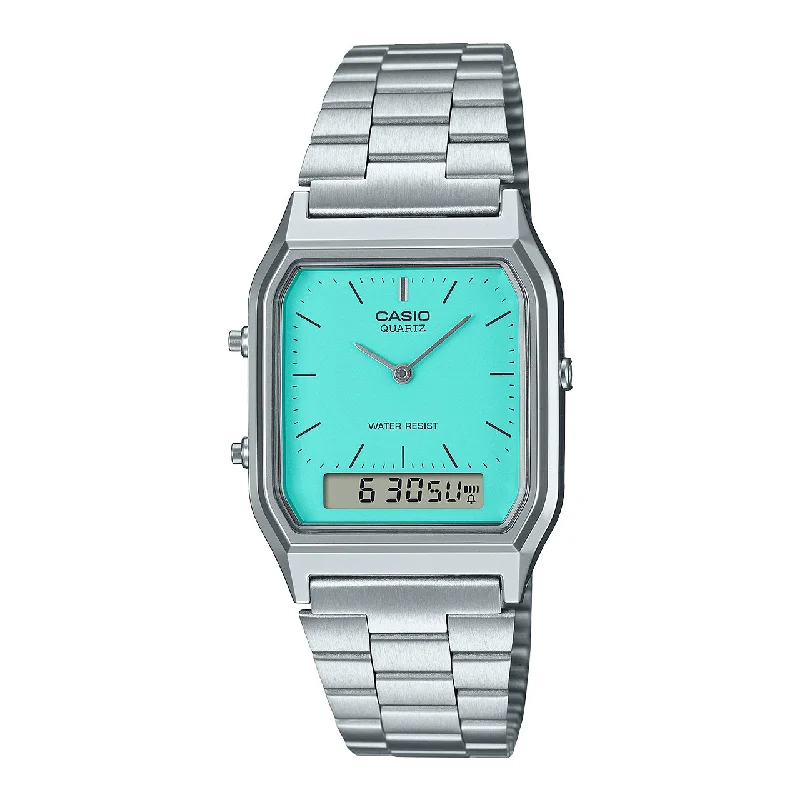 Watches with Two-Tone Cases for a Stylish AppearanceCasio Vintage Dual Sky Blue Dial Unisex Watch | AQ-230A-2A2MQYDF