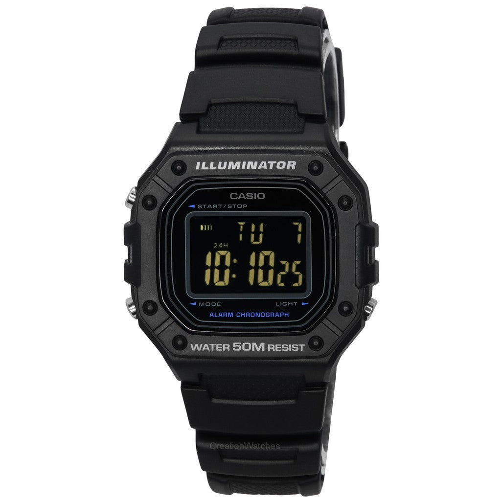 Analog-Digital Hybrid Watches for Dual FunctionalityCasio "Illuminator" Youth Black Digital Men's Watch| W-218H-1BVDF