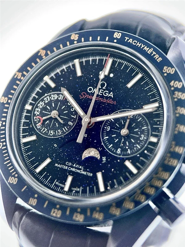 Watches with Baton-Style Hands for a Classic LookOmega Speedmaster Moonwatch Blue Side Of The Moon Chrono 304.93.44.52.03.002