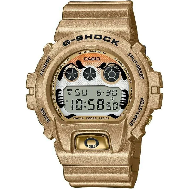 Watches with Two-Tone Cases for a Stylish AppearanceCASIO G-SHOCK BLACK EYE PATCH DARUMA DESIGN DIGITAL GOLD MEN WATCH DW-6900GDA-9JR