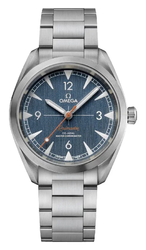 Watches with Glossy Finish Cases for a Shiny AppealOmega Seamaster Railmaster Automatic Chronometer Stainless Steel Blue Dial Mens Watch 220.10.40.20.03.001