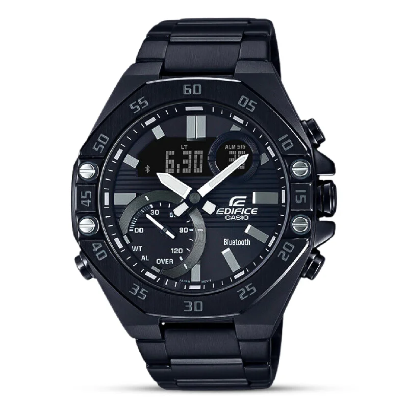 Alloy Cased Watches for Affordable QualityCasio Analog-Digital "Mobile Link" Black Dial Men's Watch ECB-10DC-1ADF