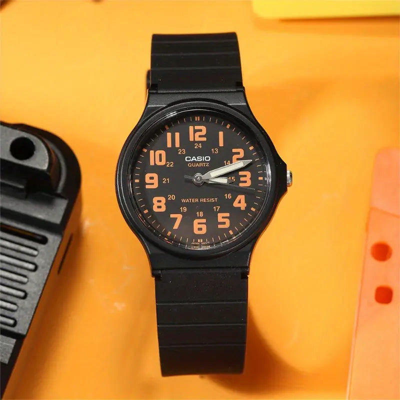 Mechanical Watches with Hand-Winding MechanismCasio Analogue Black/Orange Dial Resin Strap Unisex Watch| MQ-71-4BDF