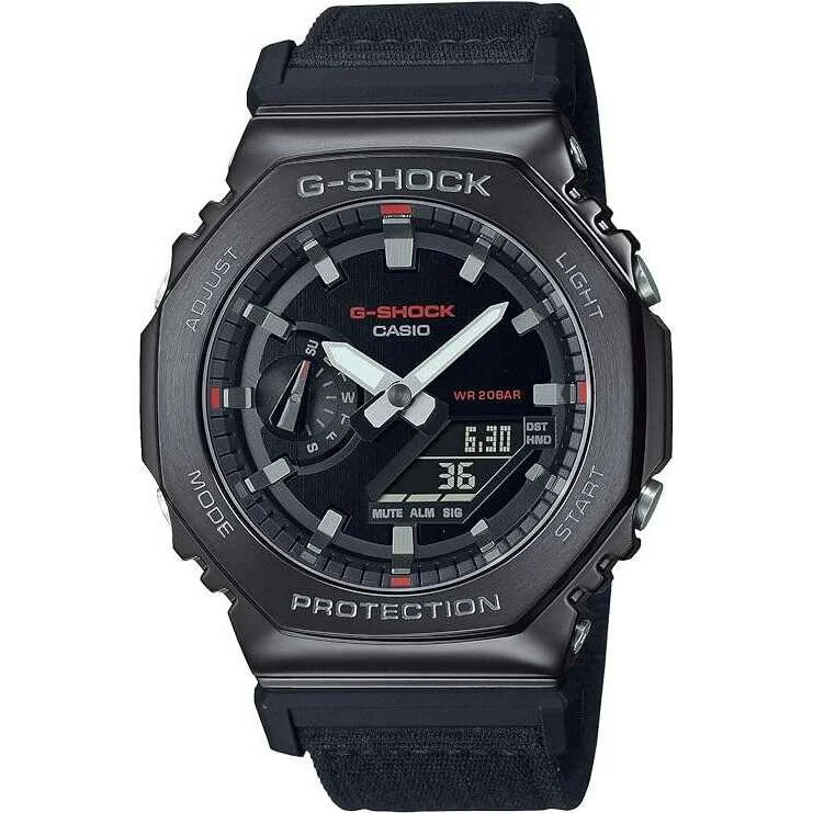 Alloy Cased Watches for Affordable QualityCASIO G-SHOCK WEB-EXCLUSIVE METAL COVERED BLACK FABRIC STRAP MEN WATCH GM-2100CB-1AJF