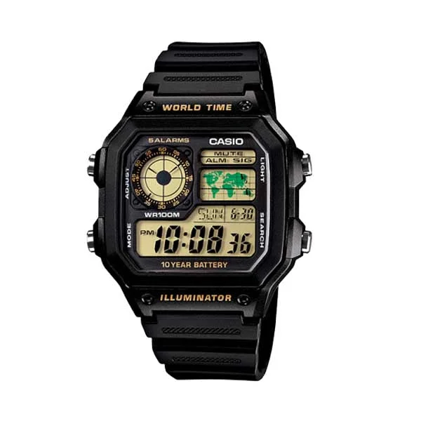 Analog-Digital Hybrid Watches for Dual FunctionalityCasio Youth World Time Black Watch | AE-1200WH-1BVDF