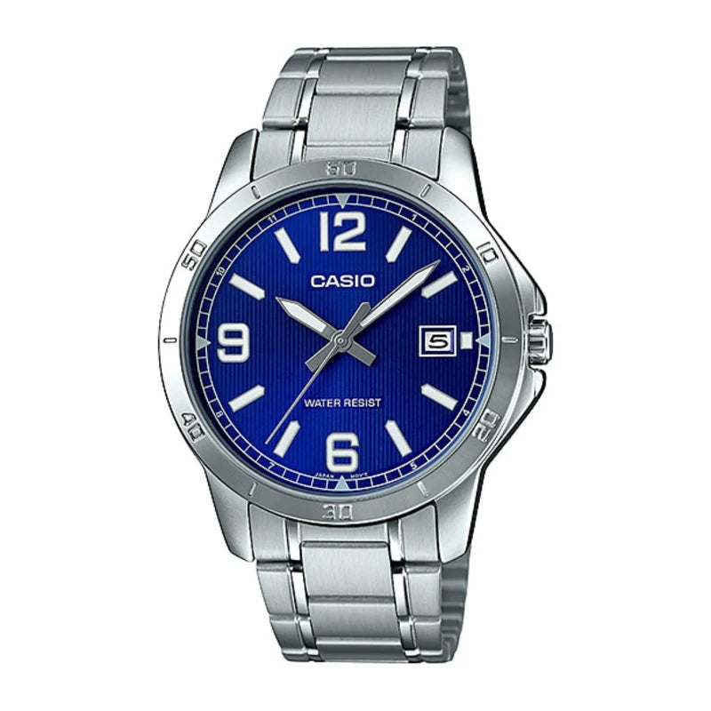 Mechanical Watches with Hand-Winding MechanismCasio Enticer Blue Dial Mens Dress Standard Watch MTP-V004D-2BUDF