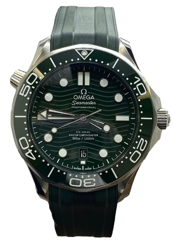 Leather Cuff Watches for a Bohemian LookOmega Seamaster Diver 300M 210.32.42.20.10.001 Green Dial Automatic Men's Watch